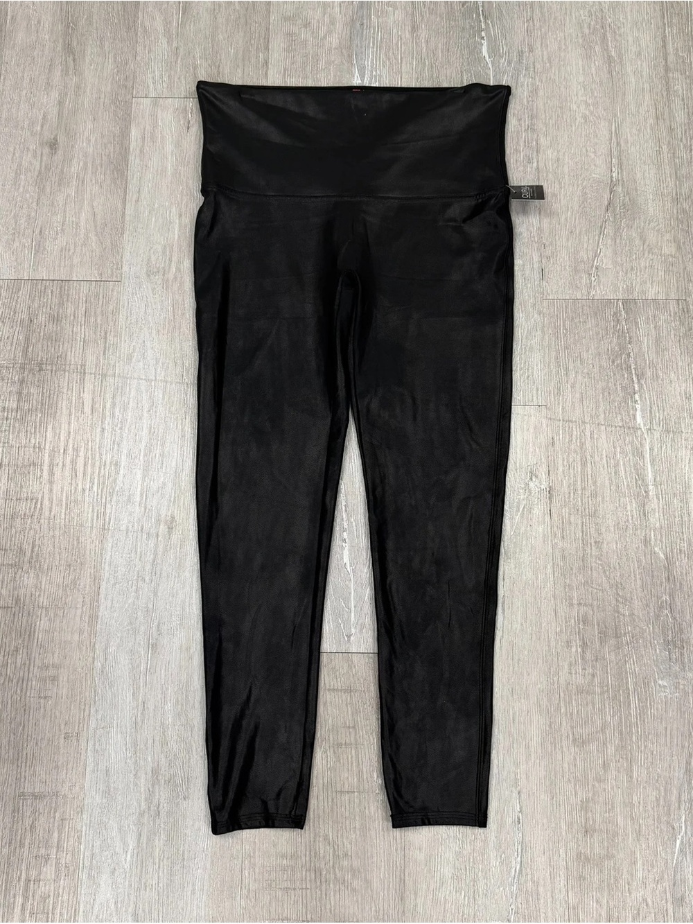 SPANX Black Faux Leather Leggings - Size 1X Petite